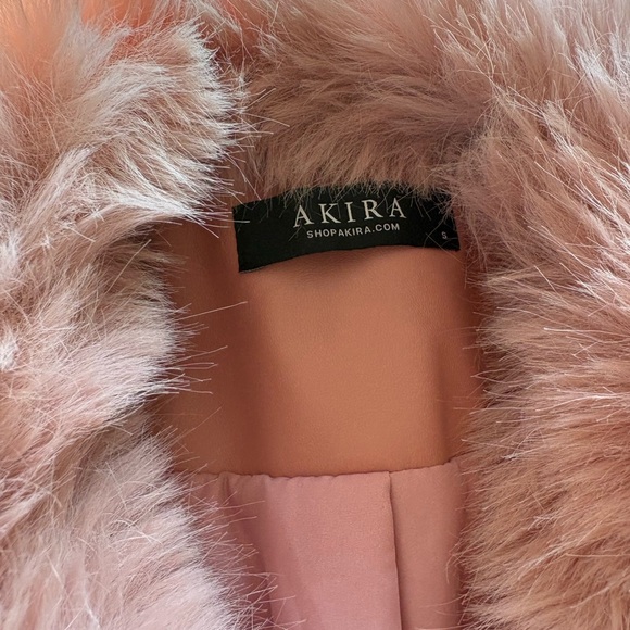 Akira Pink Faux Fur Cropped Jacket | Y2K Barbiecore Statement Coat - Picture 4 of 4